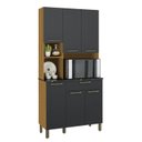 Ver imagem 2 de Cozinha Compacta com 6 Portas 1 Gaveta e Espaço para Micro-ondas 100% Mdf San Marino Espresso Móveis