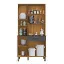 Ver imagem 3 de Cozinha Compacta com 6 Portas 1 Gaveta e Espaço para Micro-ondas 100% Mdf San Marino Espresso Móveis