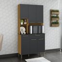 Ver imagem 1 de Cozinha Compacta com 6 Portas 1 Gaveta e Espaço para Micro-ondas 100% Mdf San Marino Espresso Móveis