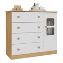 Ver imagem 2 de Cômoda Infantil 95cm 1 Porta com Vidro e 4 Gavetas Brisa Multimóveis Mp4428 Madeirado/branco
