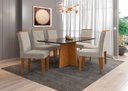 Ver imagem 1 de Conjunto Mesa Ana 160cm com 6 Cadeiras Amanda - Ipê / Preto / Wd22