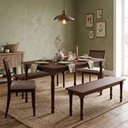 Ver imagem 4 de Mesa de Jantar 6 Lugares 160cm com 02 Bancos de Madeira e 02 Cadeiras Lazuli F06 Café - Lyam Decor