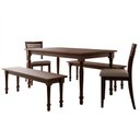 Ver imagem 2 de Mesa de Jantar 6 Lugares 160cm com 02 Bancos de Madeira e 02 Cadeiras Lazuli F06 Café - Lyam Decor