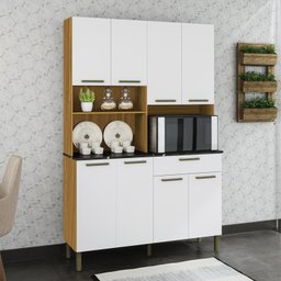 Cozinha Compacta com 8 Portas 1 Gaveta e Espaço para Micro-ondas 100% Mdf San Marino - 1