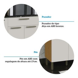 Cozinha Compacta com 8 Portas 1 Gaveta e Espaço para Micro-ondas 100% Mdf San Marino Espresso Móveis - 9