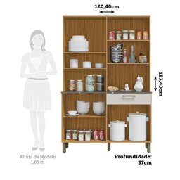 Cozinha Compacta com 8 Portas 1 Gaveta e Espaço para Micro-ondas 100% Mdf San Marino Espresso Móveis - 4