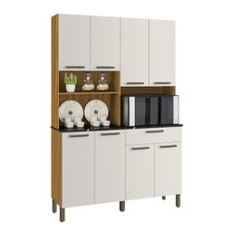 Cozinha Compacta com 8 Portas 1 Gaveta e Espaço para Micro-ondas 100% Mdf San Marino Espresso Móveis - 2