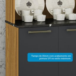 Cozinha Compacta com 8 Portas 1 Gaveta e Espaço para Micro-ondas 100% Mdf San Marino Espresso Móveis - 7