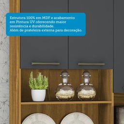 Cozinha Compacta com 8 Portas 1 Gaveta e Espaço para Micro-ondas 100% Mdf San Marino Espresso Móveis - 5