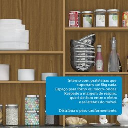 Cozinha Compacta com 8 Portas 1 Gaveta e Espaço para Micro-ondas 100% Mdf San Marino Espresso Móveis - 8