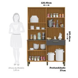 Cozinha Compacta com 8 Portas 1 Gaveta e Espaço para Micro-ondas 100% Mdf San Marino Espresso Móveis - 4
