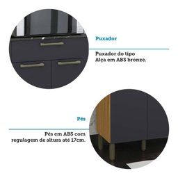 Cozinha Compacta com 8 Portas 1 Gaveta e Espaço para Micro-ondas 100% Mdf San Marino Espresso Móveis - 9