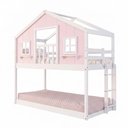 Ver imagem 2 de Beliche Infantil Montessoriano com Varanda Casinha Dos Sonhos Madeira Maciça Rosa/Branco Housin