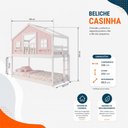 Ver imagem 3 de Beliche Infantil Montessoriano com Varanda Casinha Dos Sonhos Madeira Maciça Rosa/Branco Housin