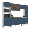 Ver imagem 2 de Armário Cozinha Americana Modulada Completa 305cm com Vidros Multimóveis CR20497 Branco/Azul