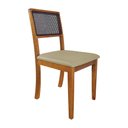 Ver imagem 3 de Kit 6 Cadeiras de Jantar Madeira Maciça Mel Encosto Telinha Palha Estofada Veludo Bege Rubi Premium