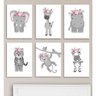 Quadro Infantil Safari Rosa 6 Un A4 Vidro e Pendurador - 1