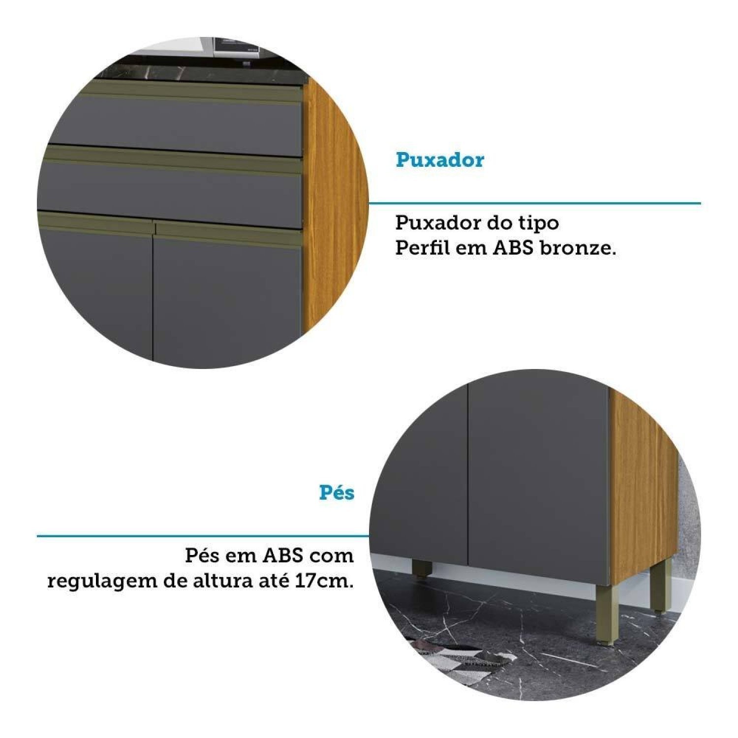 Cozinha Compacta com 12 Portas 2 Gavetas e Espaço para Micro-ondas 100% Mdf Pressac Espresso Móveis - 9