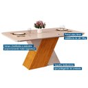 Ver imagem 3 de Mesa de Sala Jantar Rubi C/tampo Madeirado Vidro Curvo 170x90cm Cedro/off White/off White - Dj Mó