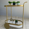 Carrinho de Chá Industrial Decorativo Dourado com Espelho - 3