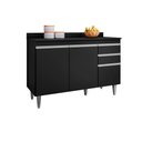 Ver imagem 4 de Balcão Melissa com Tampo 120cm 3 Portas 2 Gavetas Preto Maderatto Móveis
