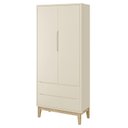 Ver imagem 3 de Jogo de Quarto Classic Guarda Roupa 2 Portas e Cômoda Areia Fosco com Pés Madeira Natural - Reller