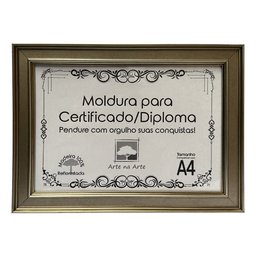 Moldura A4 Quadro Certificado Diploma de Luxo e Tela Acetato Arte na Arte Moldura A-4 Moldura Pratea - 1