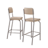 Kit 2 Banquetas Alta Cozinha Americana Gourmet Bar Balcão em Aço Cromado Reforçado Vintage Bege - 3