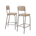 Ver imagem 3 de Kit 2 Banquetas Alta Cozinha Americana Gourmet Bar Balcão em Aço Cromado Reforçado Vintage Bege