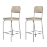 Kit 2 Banquetas Alta Cozinha Americana Gourmet Bar Balcão em Aço Cromado Reforçado Vintage Bege - 2