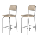 Ver imagem 2 de Kit 2 Banquetas Alta Cozinha Americana Gourmet Bar Balcão em Aço Cromado Reforçado Vintage Bege