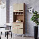 Ver imagem 5 de Armario Paneleiro 4 Portas 1 Gaveta 197x60 cm Vitoria Savana Off White Mobbs