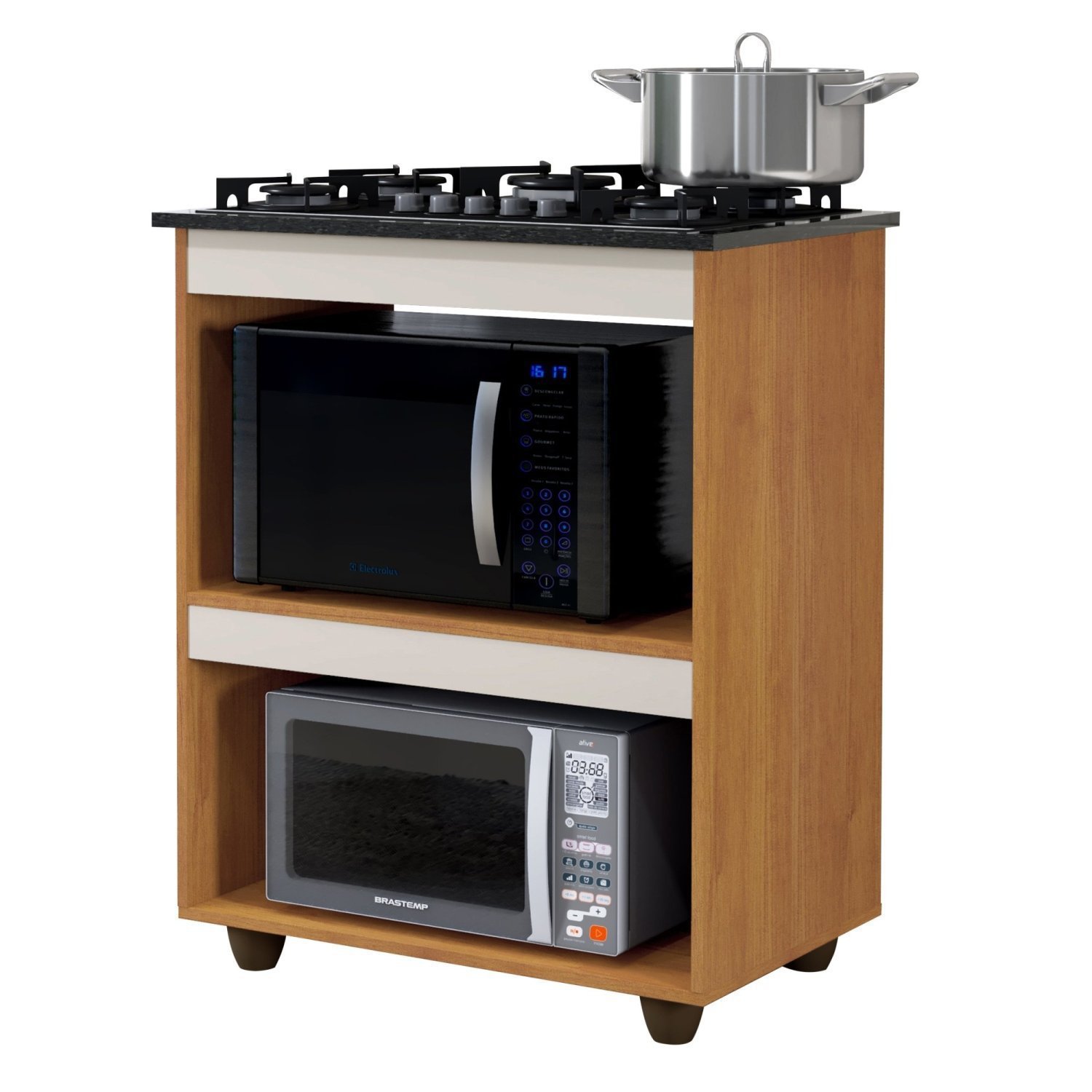 Balcão para Cooktop 4 Bocas 2 Nichos para Forno Turim Kaiki Móveis - 6