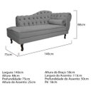 Ver imagem 5 de Kit Diva Recamier Diana 140cm Lado Esquerdo e 01 Poltrona Classic Suede Cinza - ADJ Decor