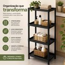Ver imagem 3 de Prateleira Organizadora Preta 4 Bandejas Multiuso Desmontavel para Brinquedos Cozinha Lavanderia Qua