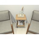 Ver imagem 2 de Mesa de Cabeceira 1 Nicho Mdf Branco com Amadeirado Claro Progetatti Movelaria