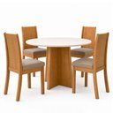 Ver imagem 2 de Conjunto Sala de Jantar 4 Lugares Redonda Tampo MDF Mesa Celebrare e Cadeiras Athenas Cinza Amêndoa Clean/Off White/Capuccino