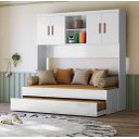 Ver imagem 1 de Jogo de Quarto Modulado Aéreo Ponte e Bicama Solteiro Ônix Flex Nature Branco - Peternella