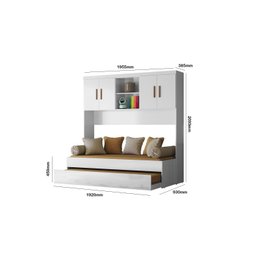 Jogo de Quarto Modulado Aéreo Ponte e Bicama Solteiro Ônix Flex Nature Branco - Peternella - 4