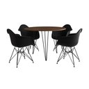 Ver imagem 2 de Mesa Jantar Redonda 110cm Amêndoa Clips 3 Pés com 4 Poltronas Pretas Eames Eiffel Ferro Preto
