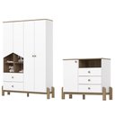 Ver imagem 1 de Guarda Roupa 4 Portas e Comoda 3 Gavetas Ternura Branco Jequitiba Hp Henn