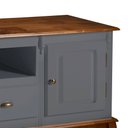 Ver imagem 3 de Rack para Sala com Pés Luis Xv 2 Portas 2 Gavetas e Nicho 60812m Hannover Linz - Cinza/imbuia Glazer