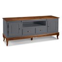 Ver imagem 1 de Rack para Sala com Pés Luis Xv 2 Portas 2 Gavetas e Nicho 60812m Hannover Linz - Cinza/imbuia Glazer