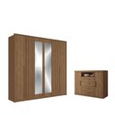 Ver imagem 1 de Kit Roupeiro 6 Portas Espelho e Cômoda Tommy Jatoba