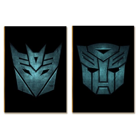 Kit 2 Placas Mdf Robôs Guerreiros Ação Parede Moderna A4