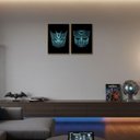 Ver imagem 2 de Kit 2 Placas Mdf Robôs Guerreiros Ação Parede Moderna A4