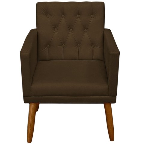 Cadeira Poltrona para Sala de Estar Decor Resistente Recepção Pés de Madeira Tecido Suede