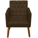 Ver imagem 1 de Cadeira Poltrona para Sala de Estar Decor Resistente Recepção Pés de Madeira Tecido Suede