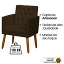 Ver imagem 4 de Cadeira Poltrona para Sala de Estar Decor Resistente Recepção Pés de Madeira Tecido Suede
