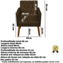 Ver imagem 2 de Cadeira Poltrona para Sala de Estar Decor Resistente Recepção Pés de Madeira Tecido Suede